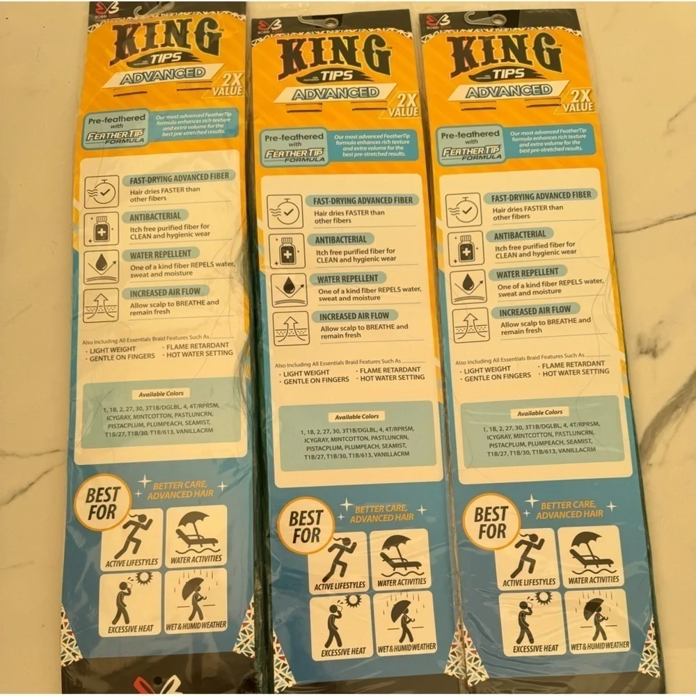 Bobbi Boss King Tips Advanced 58” 2X Pre-Stretched Braiding Hair (3 Pack) NWT